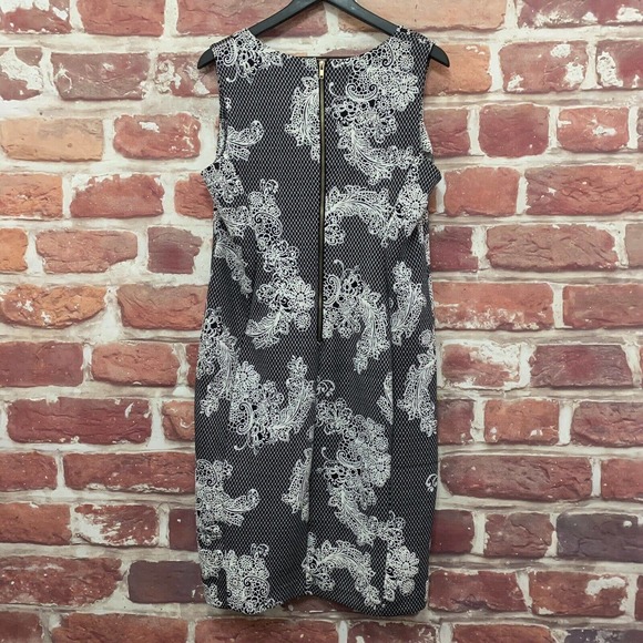 SHELBY & PALMER WOMEN'S BLACK WHITE FLORAL PAISLEY SCROLL ZIP UP DRESS - Picture 2 of 8